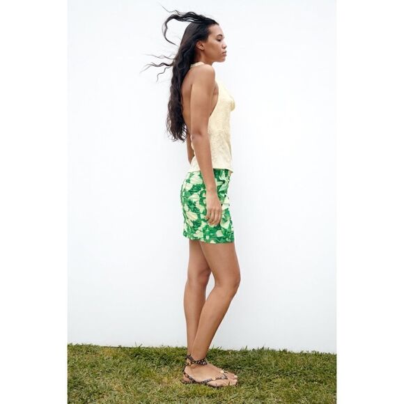 NWT Zara High Waisted Gathered Printed Mini Skirt with Ruffles, Size Small - Picture 7 of 16